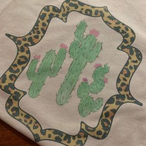 Cactus T-shirt with leopard . Bella canvas